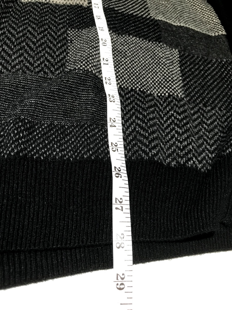 Weatherproof, Men XL, Black/Gray Patchwork Pattern Knit Pullover Sweater Retro