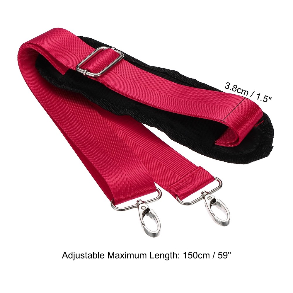 59" Shoulder Strap, 1.5" Width Adjustable Strap with Padded Swivel Hooks, Red