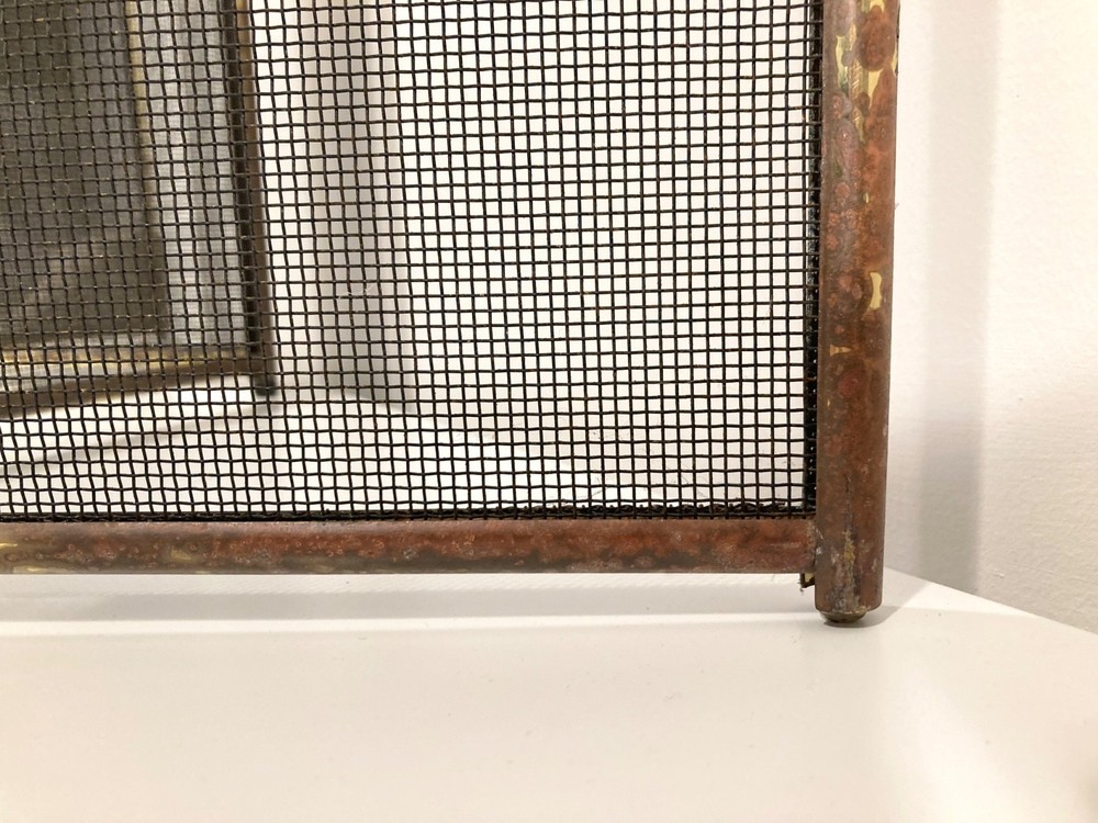 Vintage Brass Finish Arched 4-Panel Folding Fireplace Screen