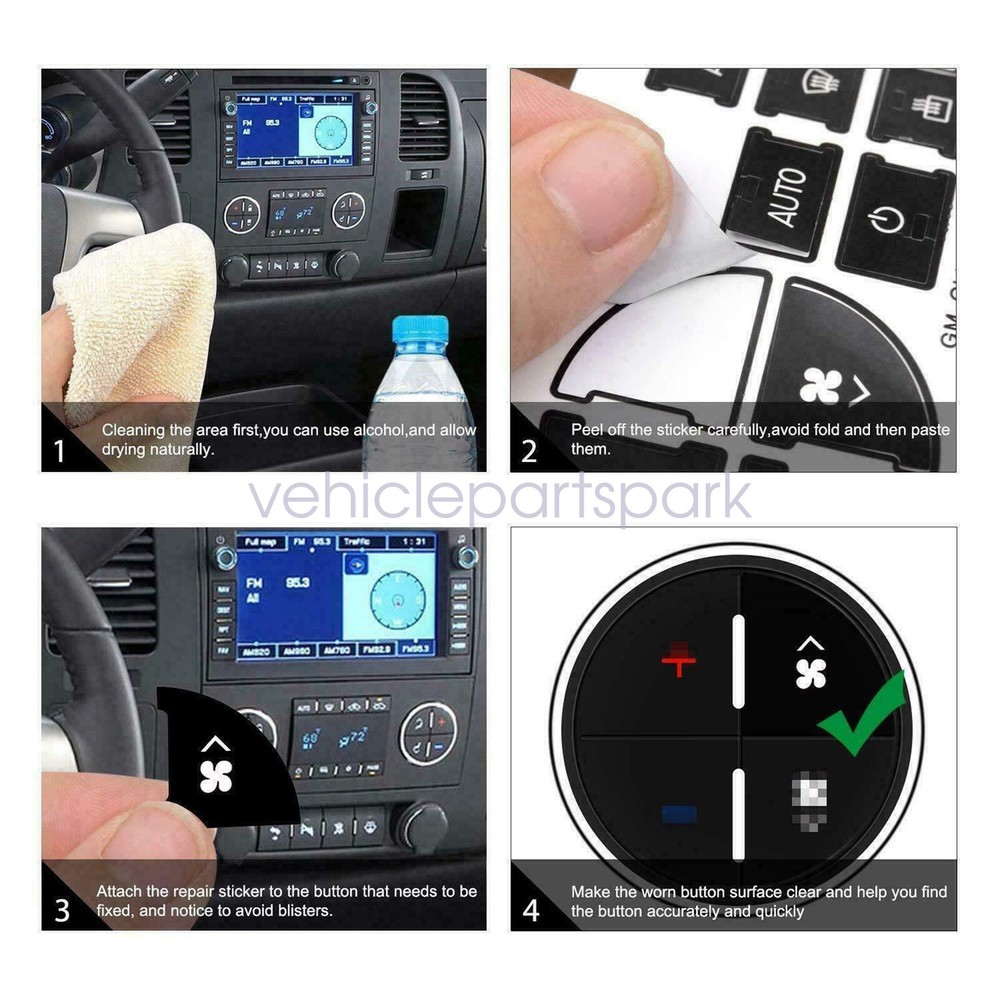 Central Control Area AC Button Stickers Replacement Fit for 2007-2014 GM Chevy