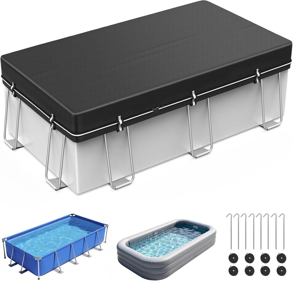 8x14Ft Rectangular Pool Cover Solar Waterproof Windproof Dustproof Winter UV ...