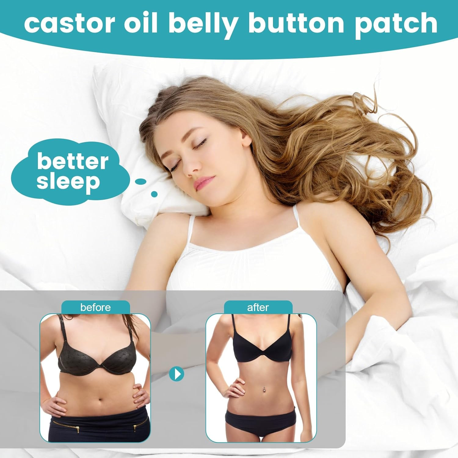 36Pcs Castor Oil Pack Wrap, Organic Cotton Castor Oil Patches for Belly Button,
