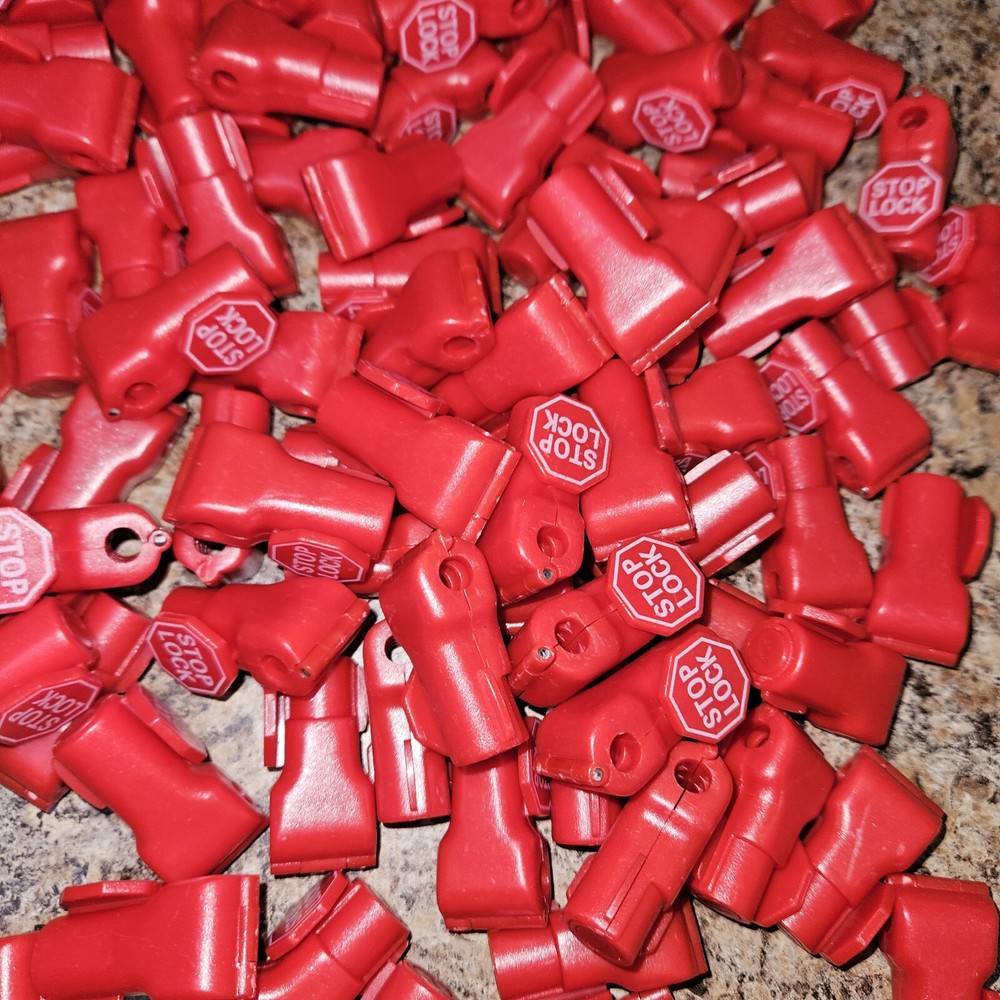 Peg Hook Locks Stop Lock 100 Pcs Plastic Red Stop Locks Retail Peg Hook Security