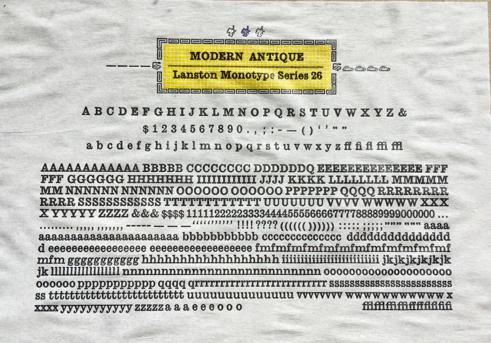 New Letterpress Type - 12 point Modern Antique