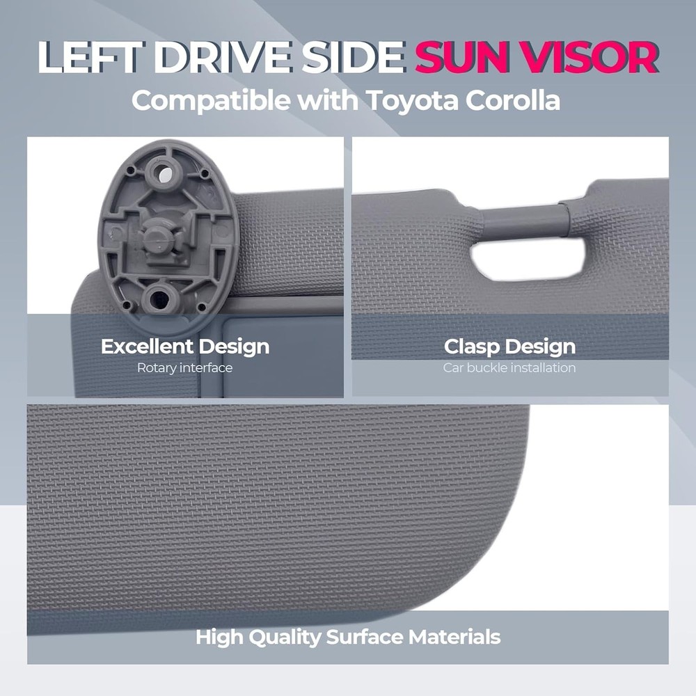Left Driver & Right Passenger Side Sun Visor Compatible with Toyota Corolla 2014