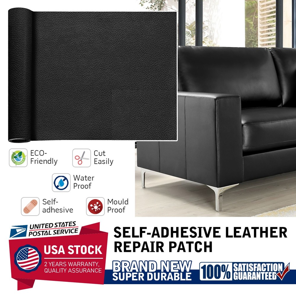 Leather Repair Tape Self-Adhesive Patch for Car Seats Couch Sofa Patch Black