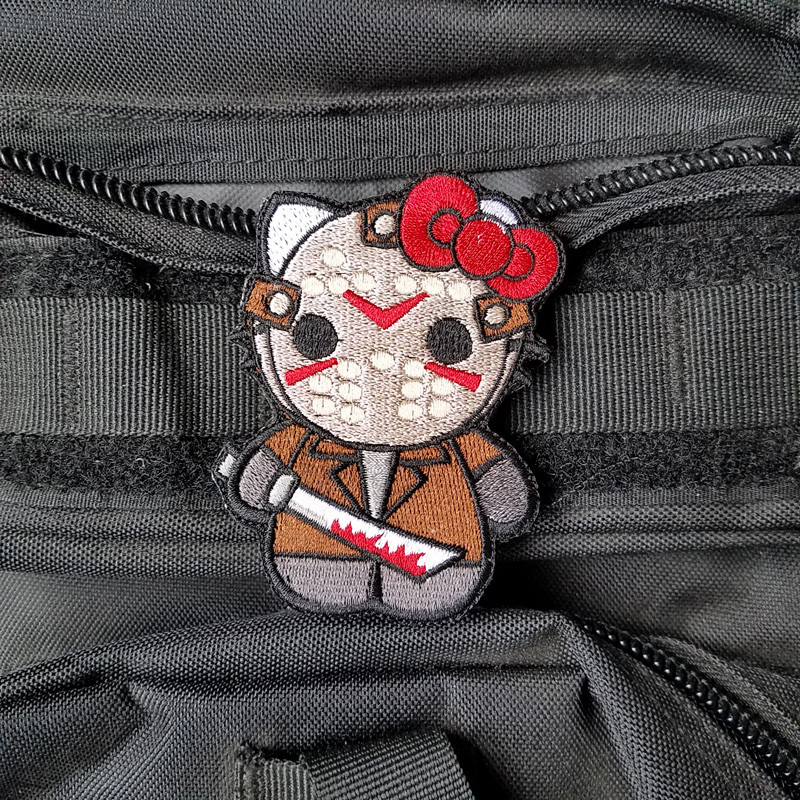 HELLO KITTY AS JASON FRIDAY THE 13TH HOOK&LOOP PATCH EMBROIDERED BADGE