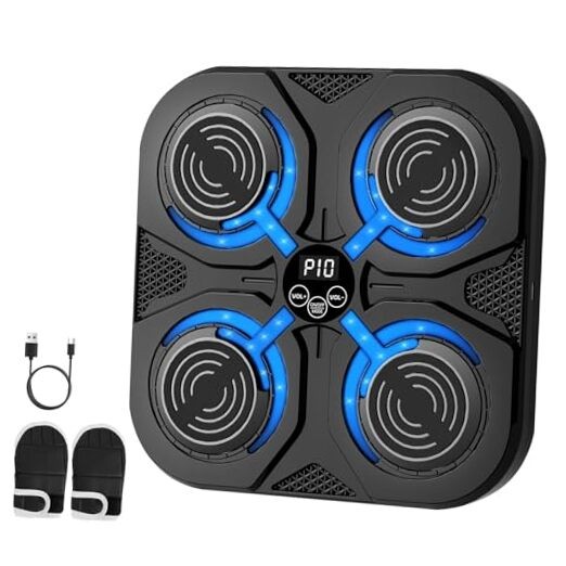Music Boxing Machine,Interactive Punching Trainer with LED Large Black