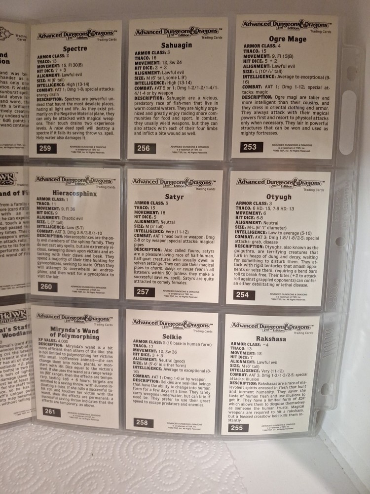 18 Dungeons And Dragons Cards. 1992