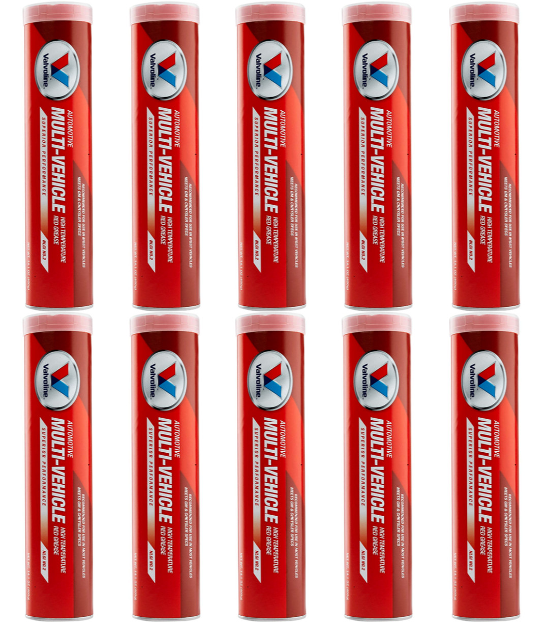Valvoline VV615 Multi-Vehicle High Temperature Red Grease; 10 Pack of 14oz tubes