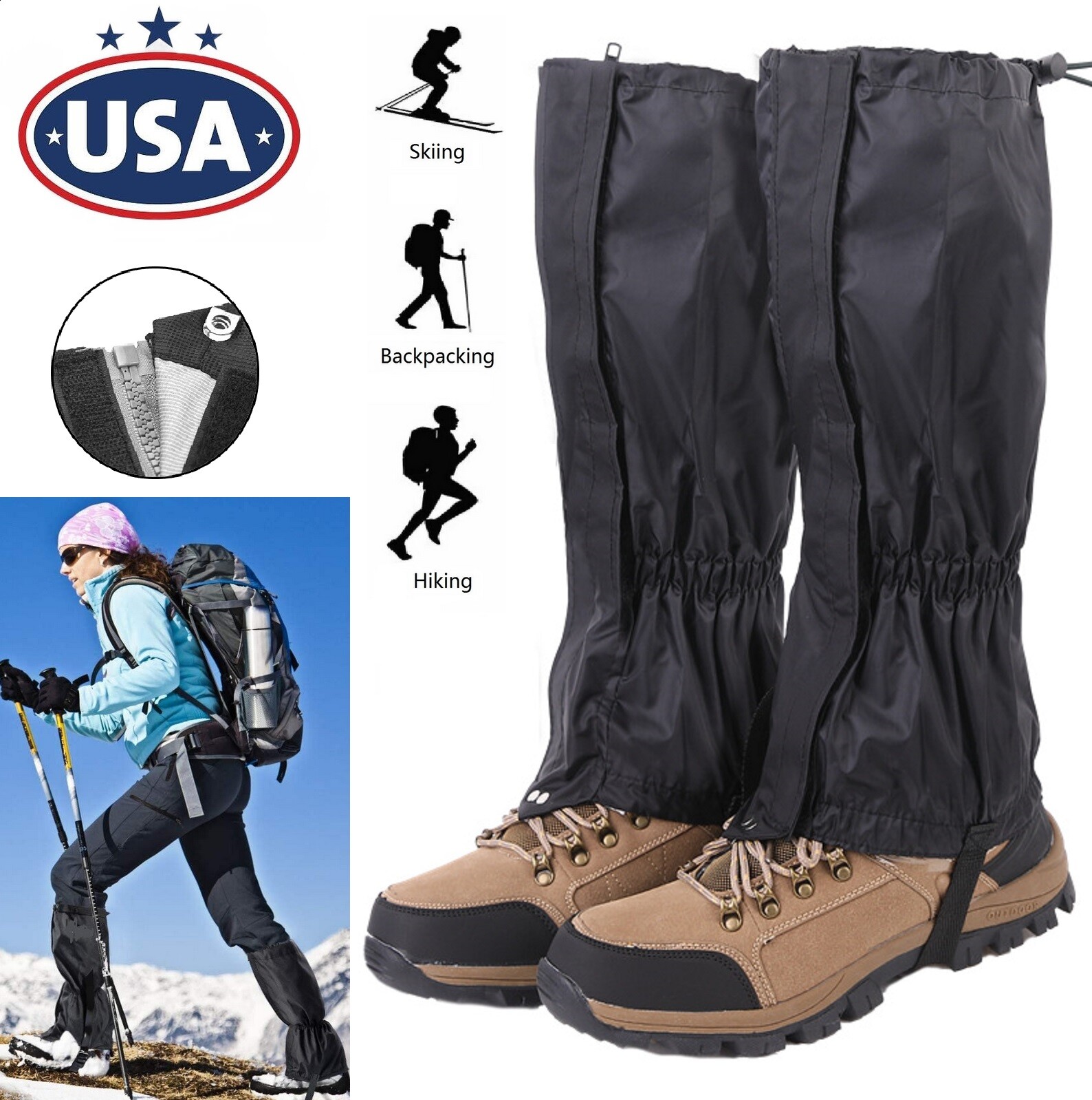Outdoor Hiking Boots Cover Gaiters Waterproof Leg Protection Snake Snow Legging