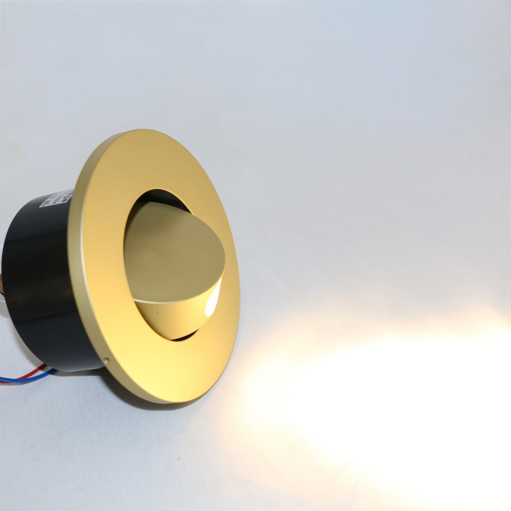 Circle LED Hotel Bedside Lamp Rotatable Head Recessed Wall Light Fixture Switch
