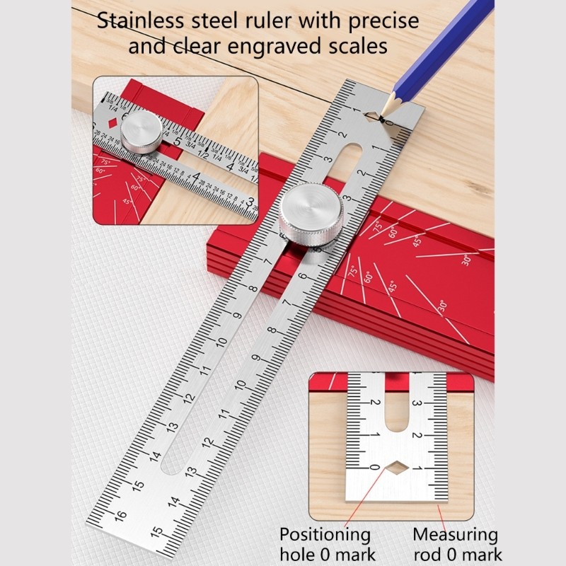 Multifunctional Precise Marking Gauge for Woodworking Scribing Ruler Tool