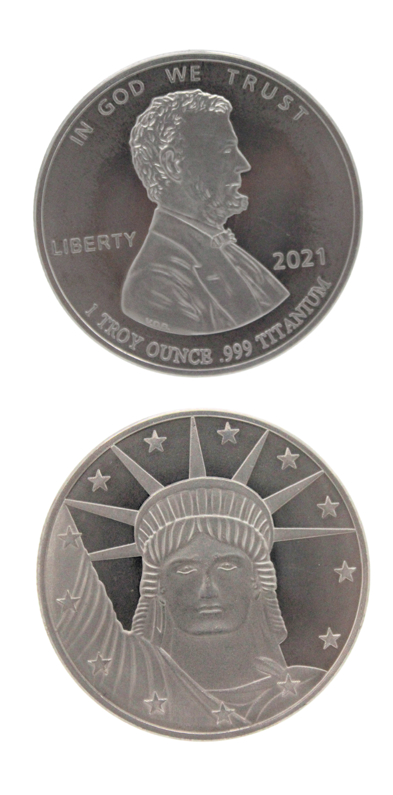 1 Troy Ounce .999 Fine Pure Titanium Lincoln Rounds - Coins w/COA