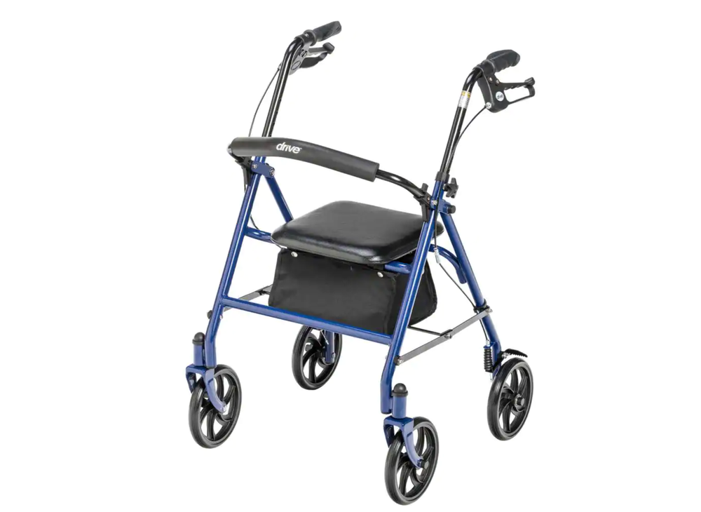 4-Wheel Walker Rollator Fold Up Removable Back Support Walking Assist Blue