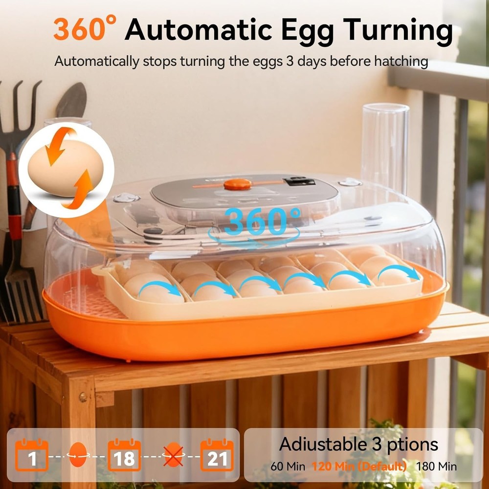 Incubators Hatching Eggs 24 Egg Incubator Automatic Egg Turner W/ Humidity