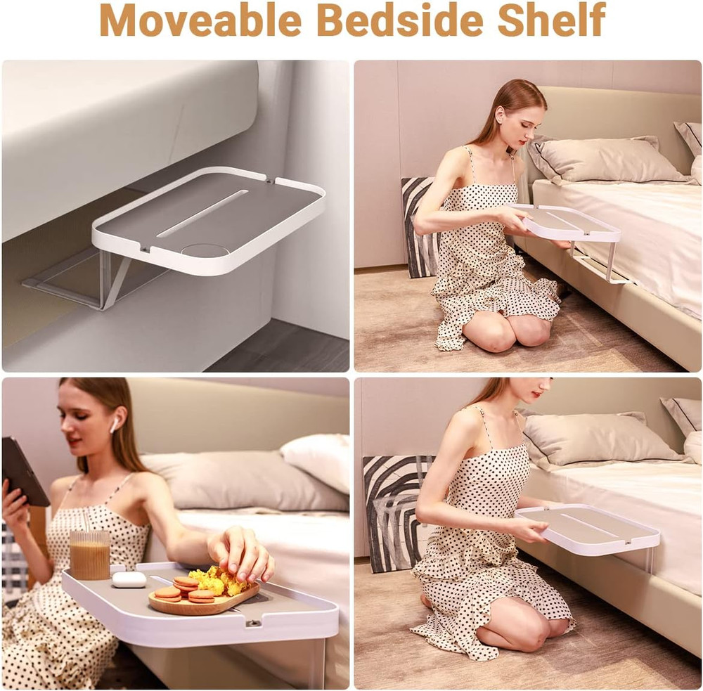 Bedside Shelf for Bed Bedside Tray Table under Mattress for Box Spring/Plate/Pla