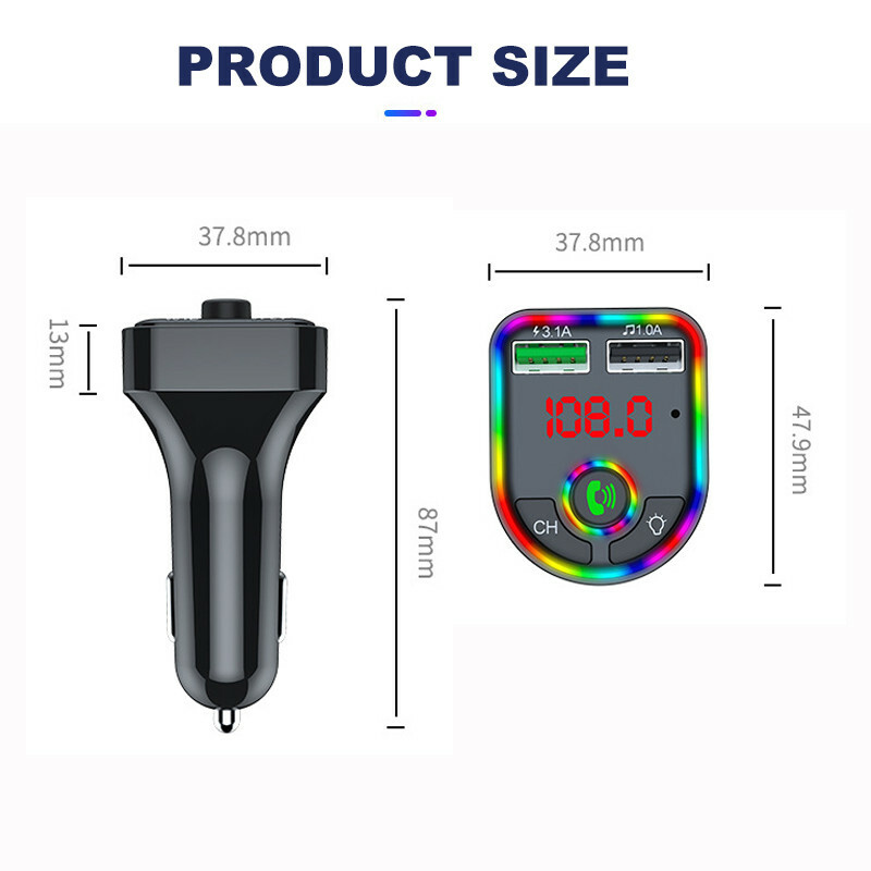 Wireless Car Bluetooth FM Transmitter MP3 Audio USB Charger Adapter Hands-free