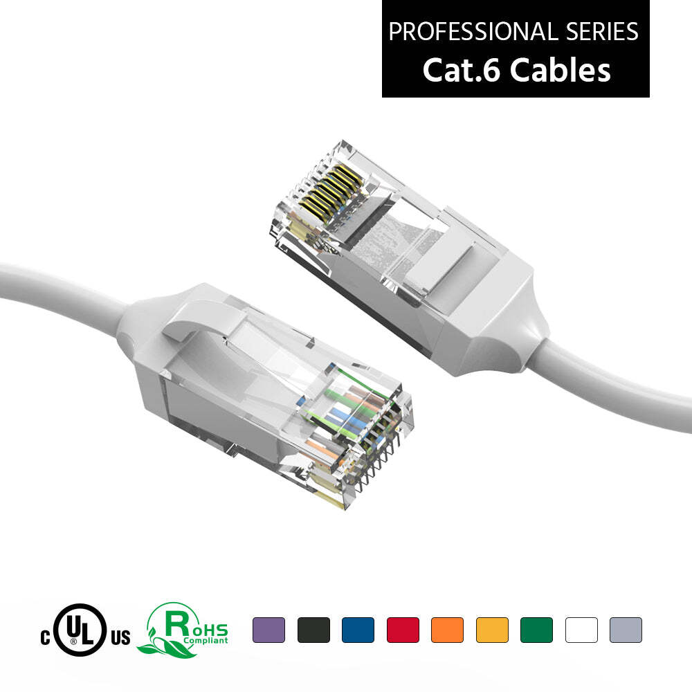 6Ft CAT6 28AWG Slim Ethernet Network Cable White