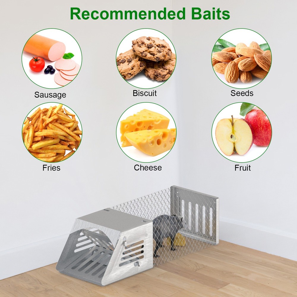 2Pcs Humane Mouse Trap Cage No Assembly Need Automatic Continuous Rat Trap