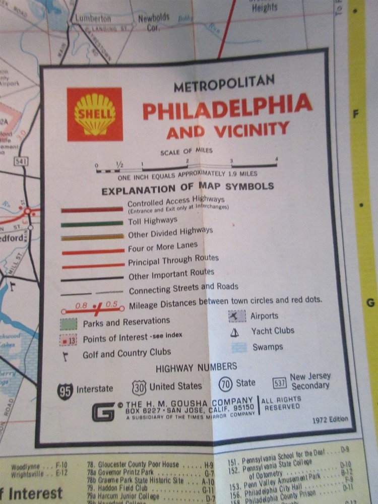 1972 Shell Road Map - Pennsylvania
