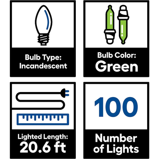 GE String-A-Long 100-Count 20.6-ft GREEN Incandescent Christmas String Lights