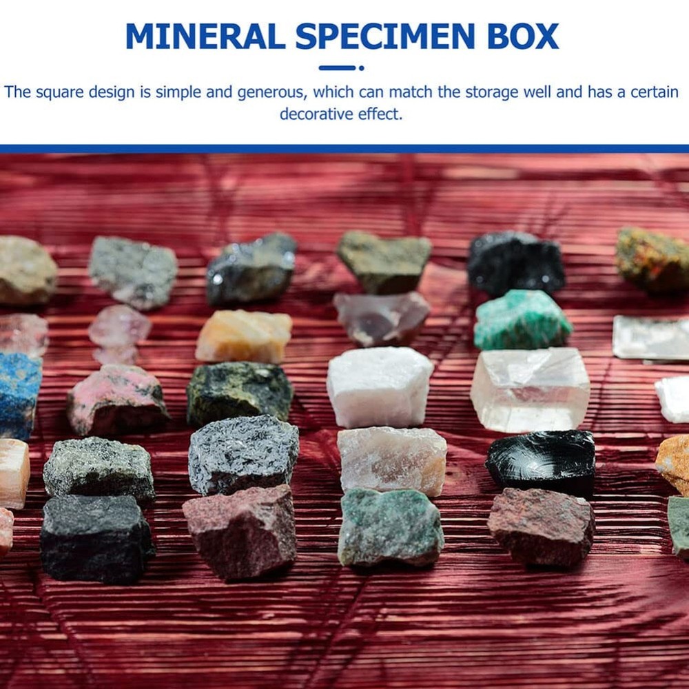 DOITOOL Mineral Display Box 12Pcs Transparent Square Plastic Specimen Display...