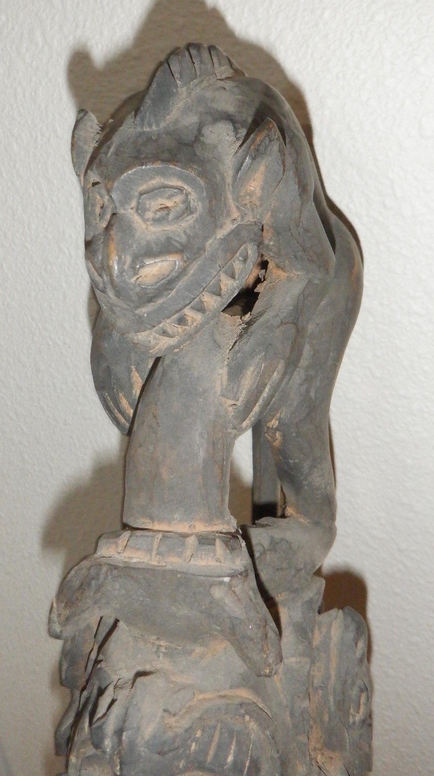 Moramba Village Papua New Guinea Wooden Crocodile Flute, 26" tall