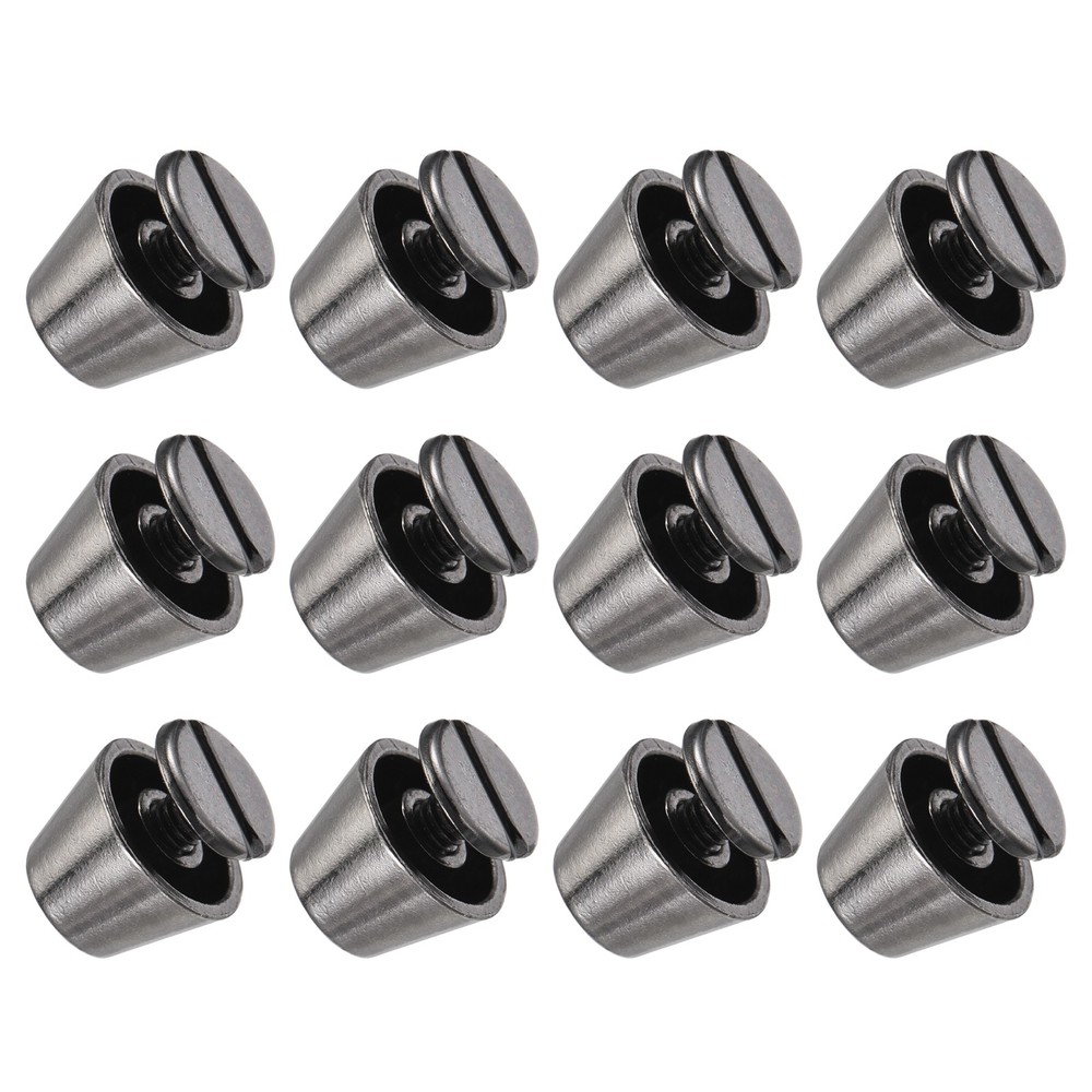 Screw Back Stud Spike (10x7mm) 12pcs, Flat Head Stud Rivets Gun-black