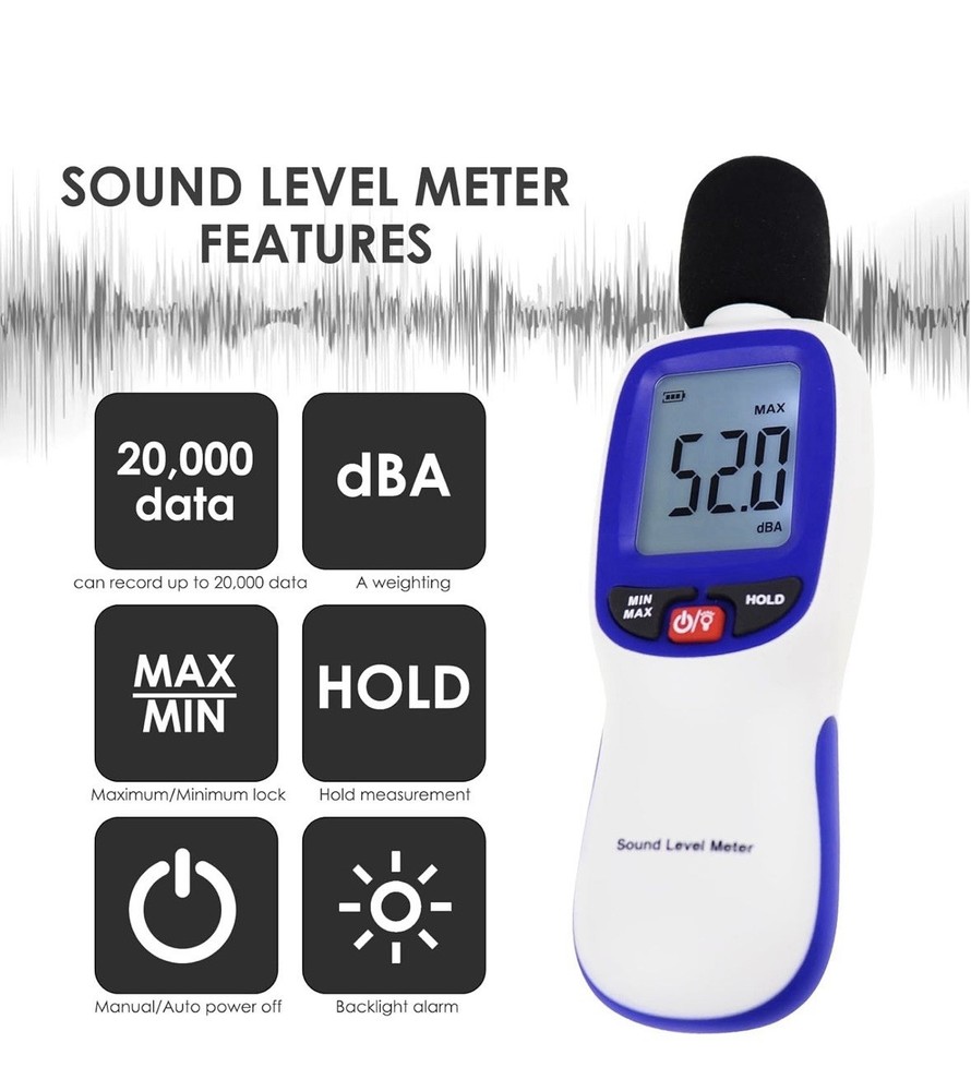 Sound Level Meter Wireless | 30~130dBA | Bluetooth & App Data | NEW In BOX