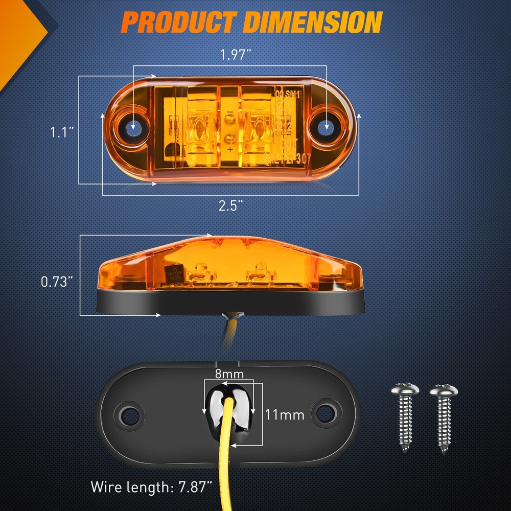 Nilight 2.5Inch Oval Side Marker Light 20PCS 2 Diode LED Trailer Indicator Light
