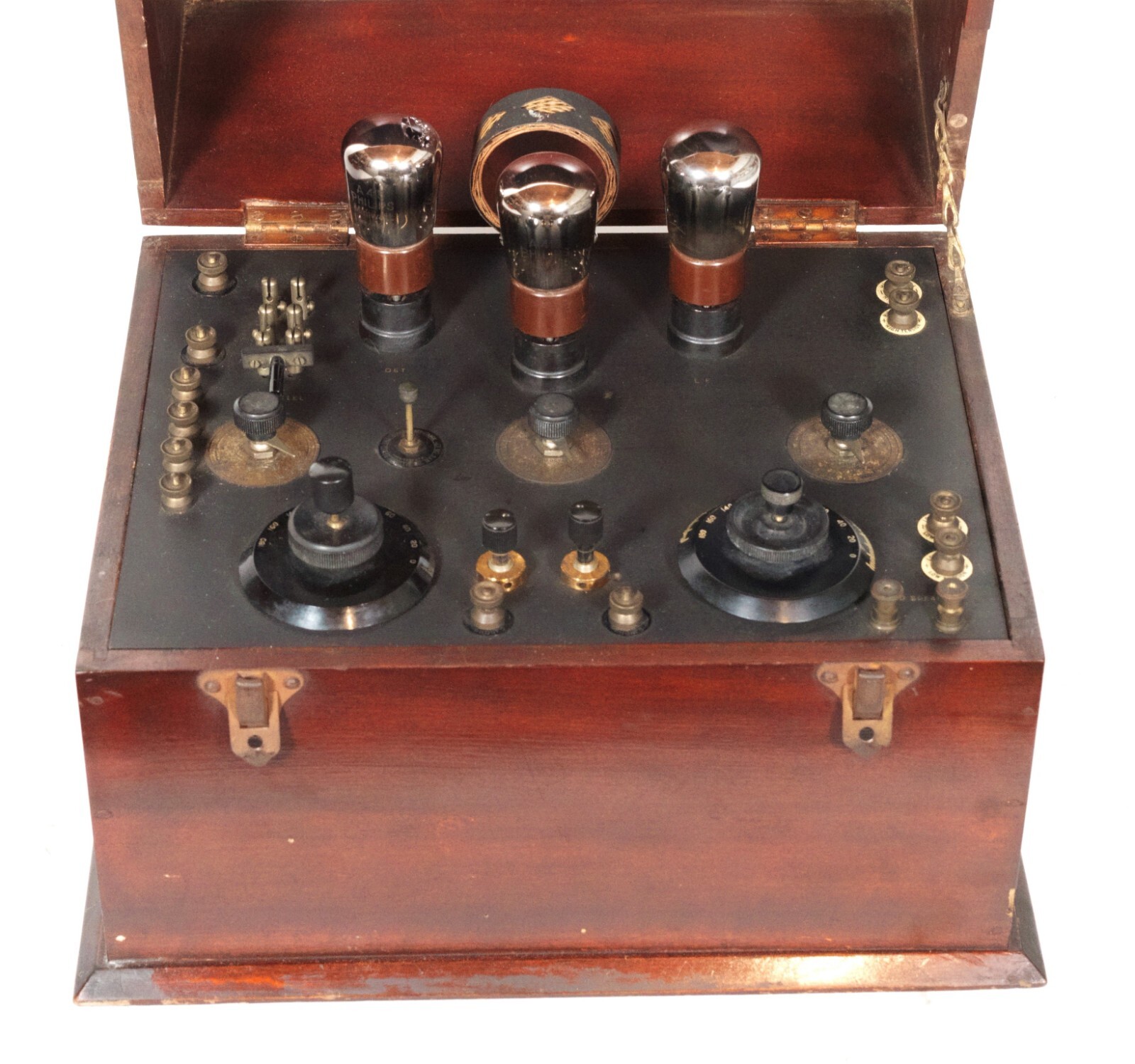 Ca. 1923-24 AJS Pattern 3-Valve Receiving Set w/Exposed Tubes & Plug-In Coil