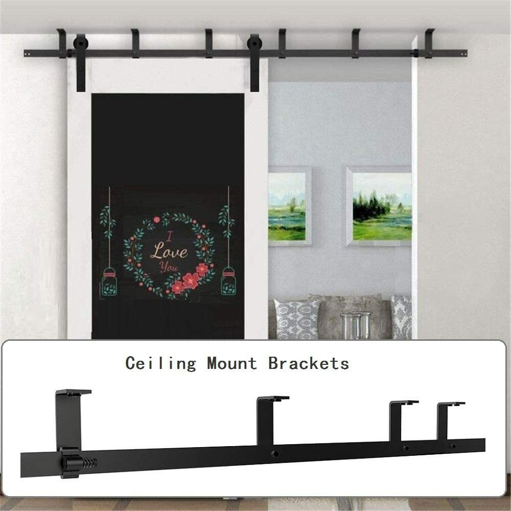 5-12FT Ceiling Bracket Mount Sliding Barn Door Hardware for Single/ Double Door