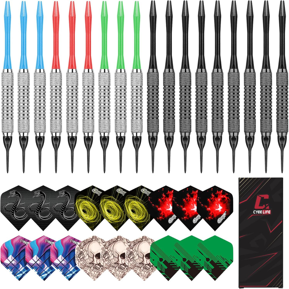 Darts Plastic Tip - 18Pcs Soft Tip Darts Set for Electronic Dart Board