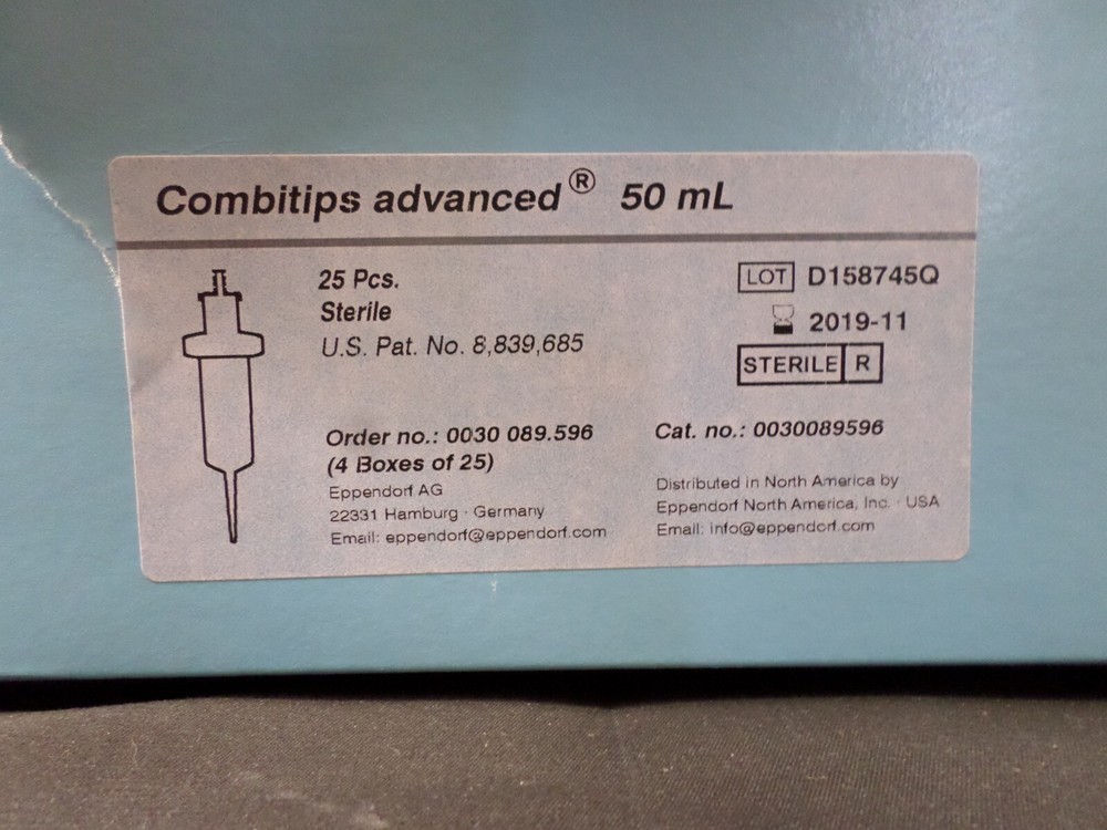 EPPENDORF 50mL Combitips Advanced Pipette Tips Sterile 0030089596 (25/Pack)