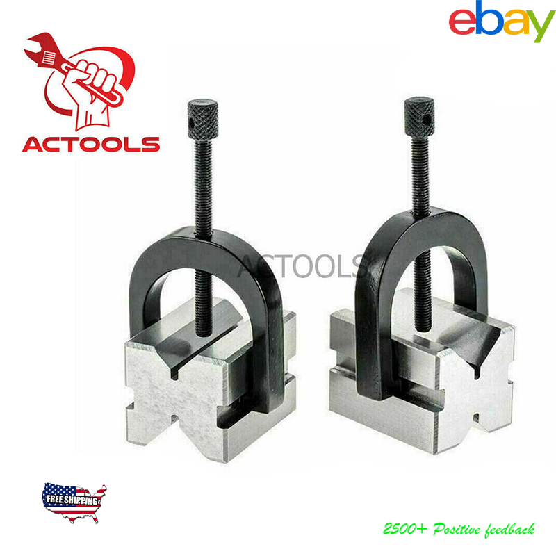 Precision Engineers All Steel Vee Blocks Clamp Set V Block Matched Pair ACTOOLS