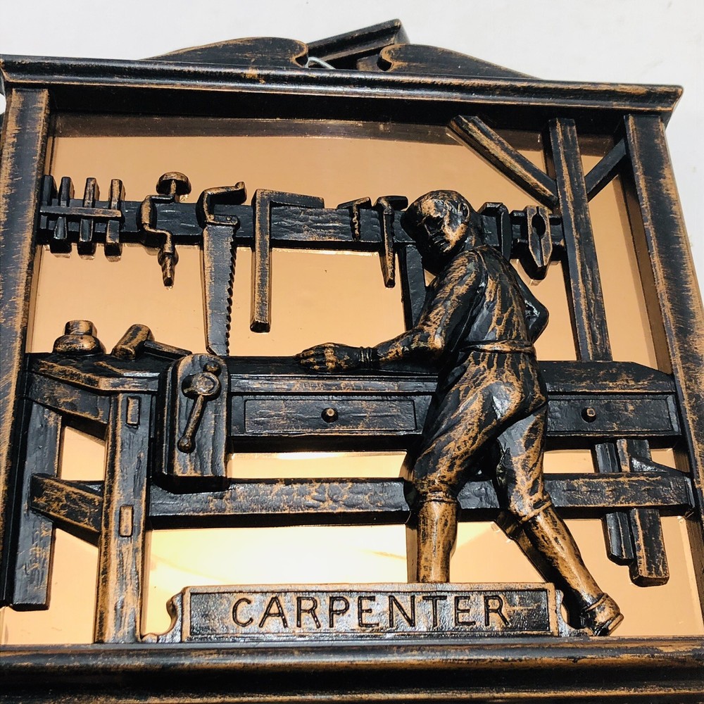Vintage Coppercraft Guild 3D Wall Art Rustic Copper Smith Carpenter Shoemaker