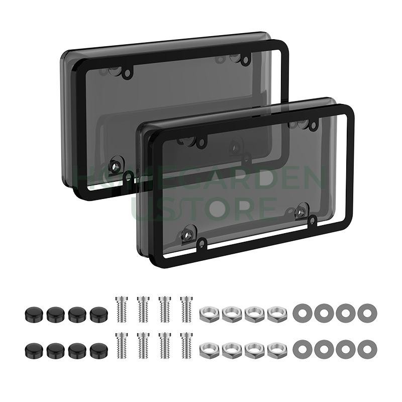 2X Unbreakable License Plate Covers+Frames Auto Tag Shield Protector Front Rear