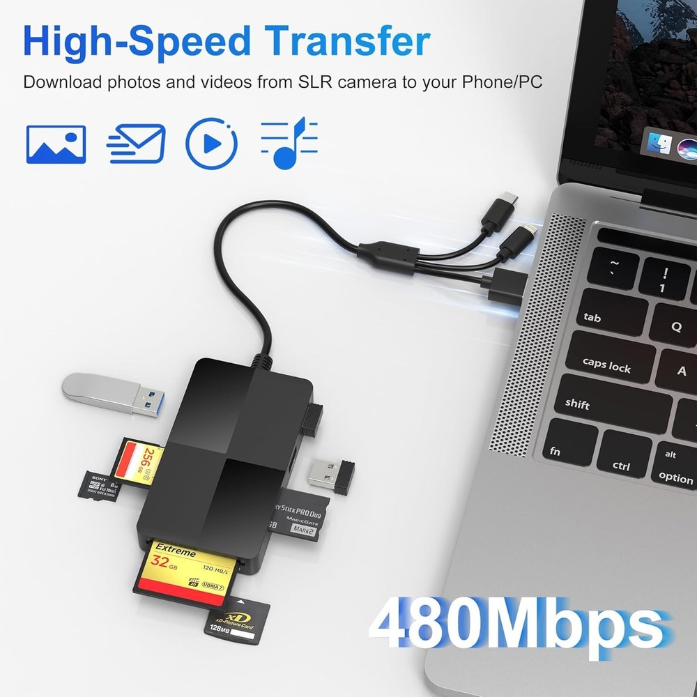 Memory Stick pro Duo Adapter Reader - 8 in 1 SD/TF/MS/CF/XD Card Reader for i...