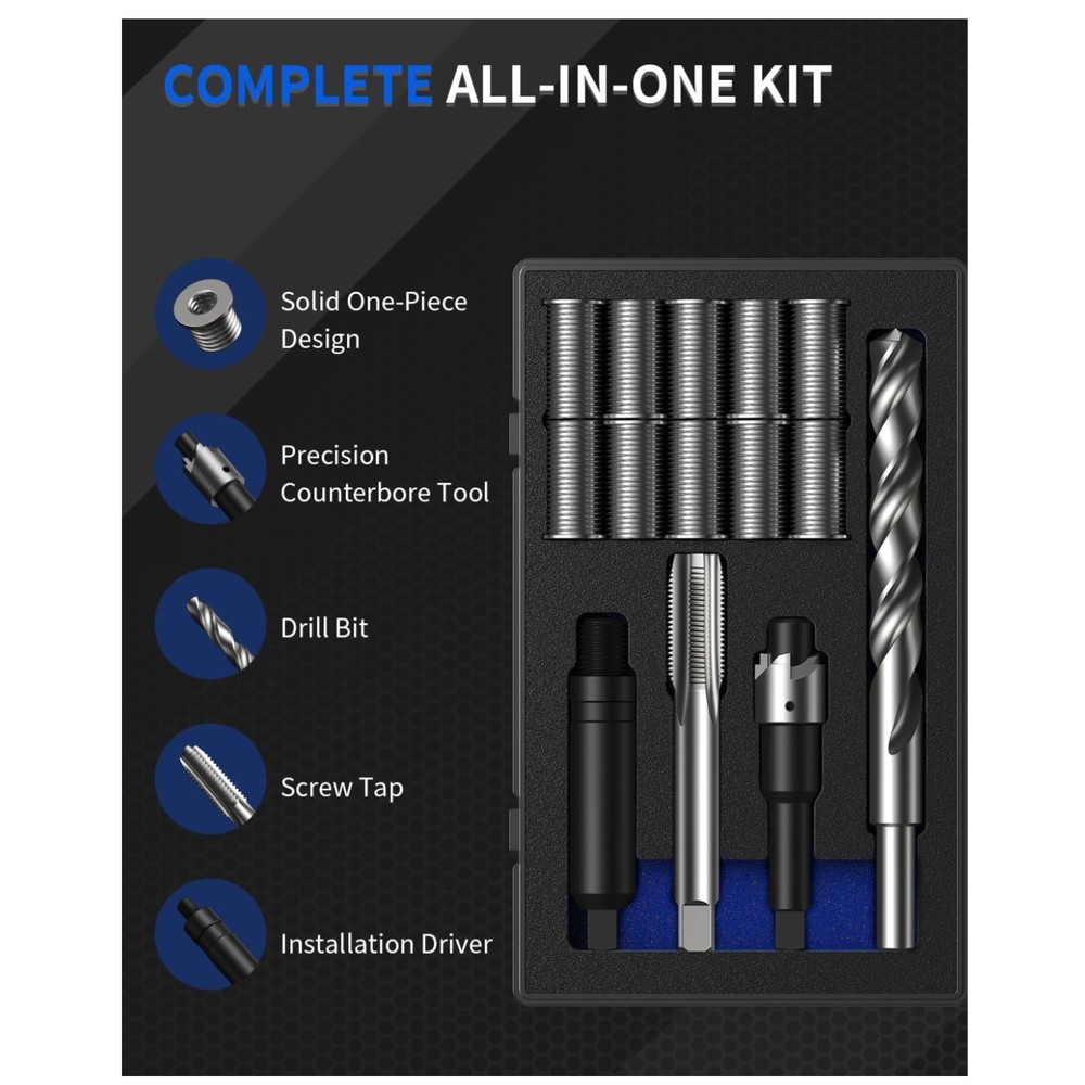 Complete M11x1.25 Metric Thread Restoration Set, 10 Inserts