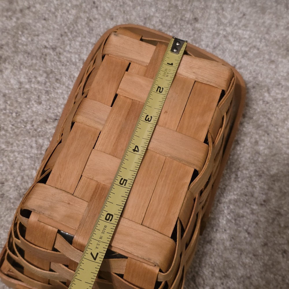 Rustic Home Decor Rectangular Handwoven 7" X 4" Medium Wood Basket With Liner
