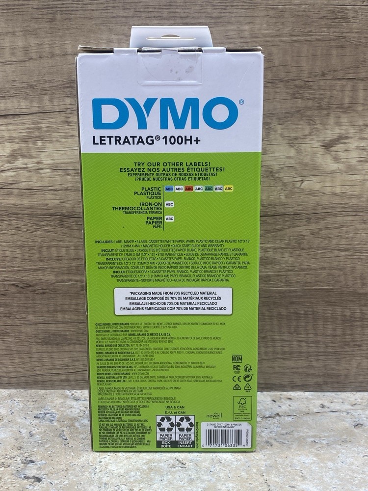 Silver Dymo Letratag 100H Versatile Handheld Label Maker Easy-To-Use Interface