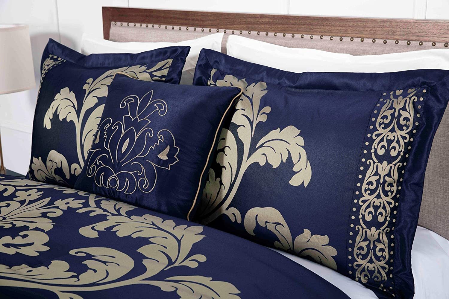 Chezmoi Collection Royale 7-Piece Bedding Set Jacquard Floral Comforter Set