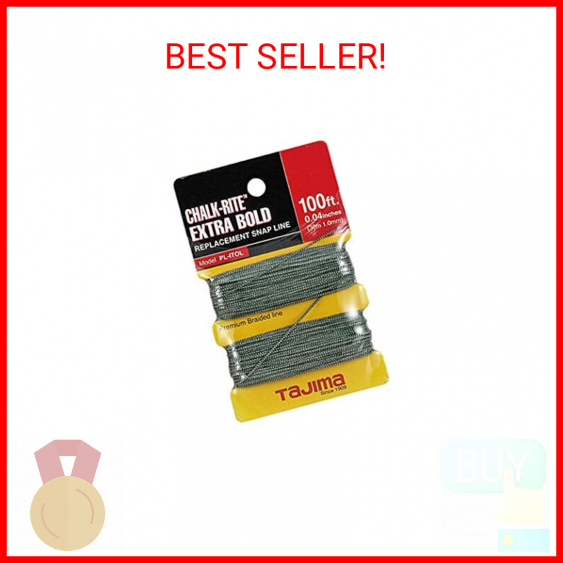 TAJIMA Replacement Snap-Line - 1.0 mm x 100 ft Chalk-Rite Braided String for Ext