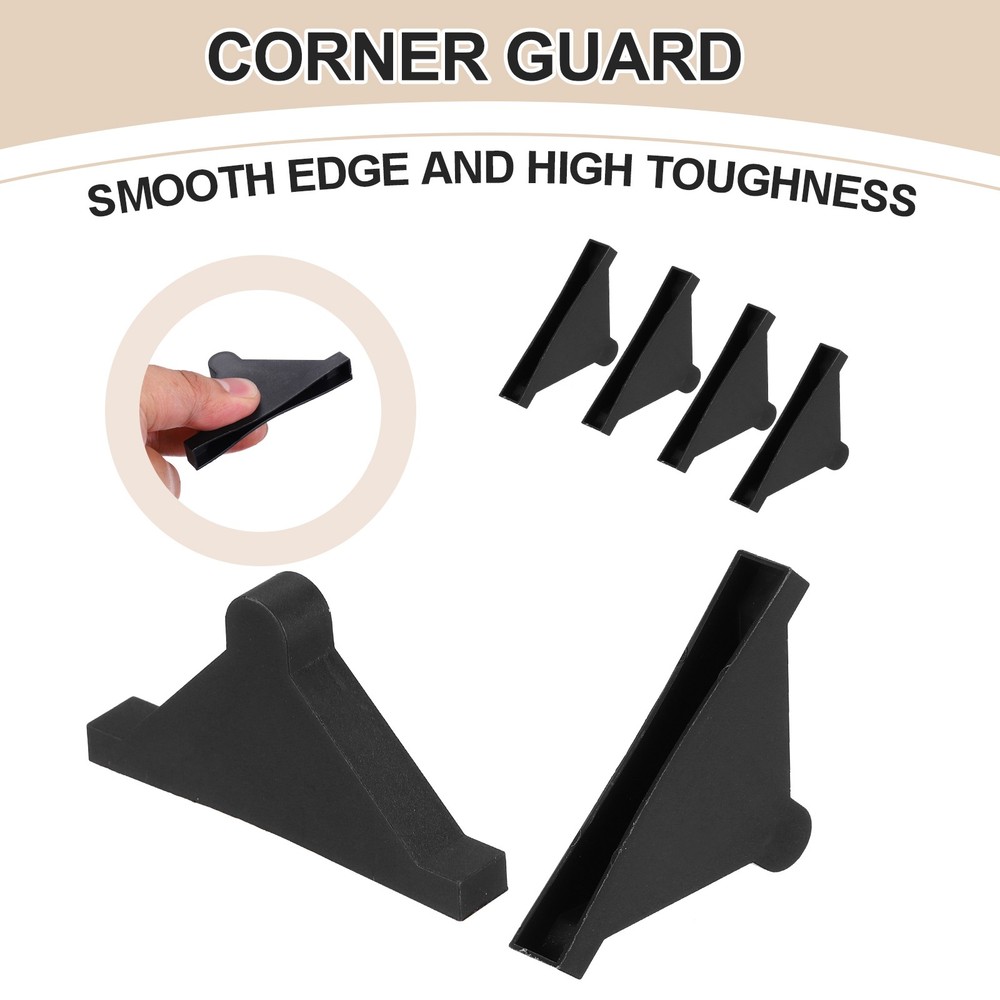 30Pcs 0.31x2in Plastic Rounded Corner Triangle Glass Corner Protector, Black