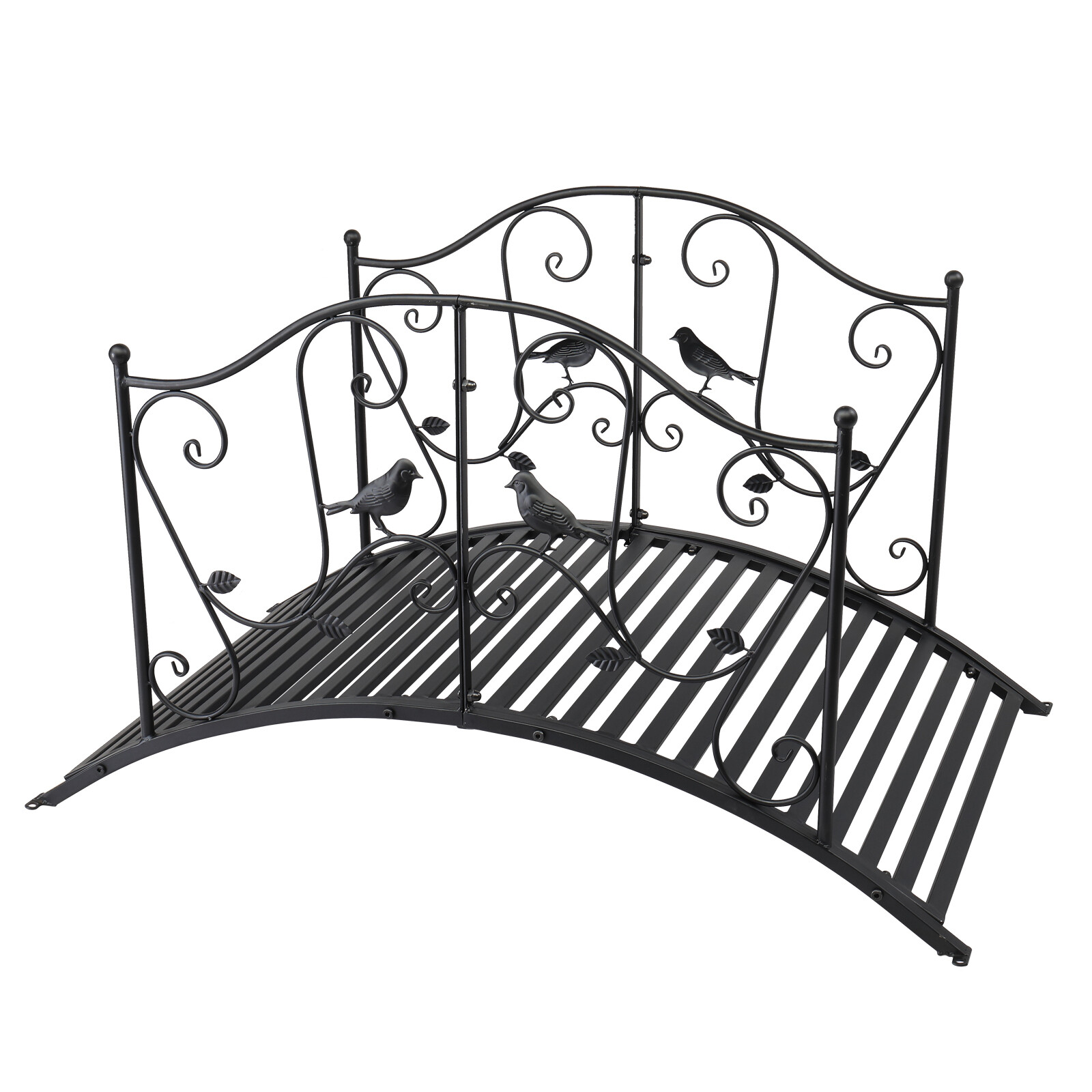 4 Foot Curved Outdoor Metal Bridge Decorative Pond Garden FootBridge Black Matte