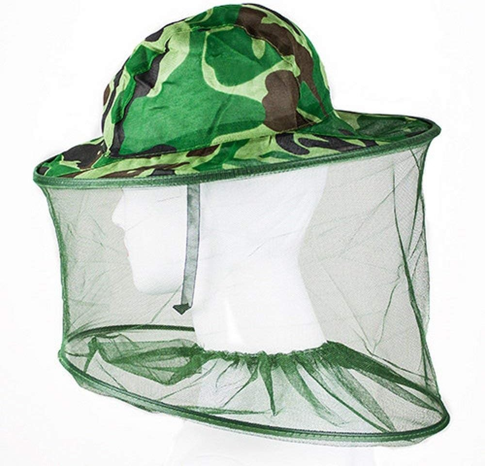 2Pack Camouflage Beekeeper Beekeeping Cap Hat with Head Net Mesh Face Protection