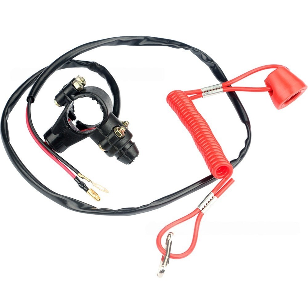 Motorcycle ATV Tether Lanyard Emergency Stop Motor Switch Push Button Universal 4861