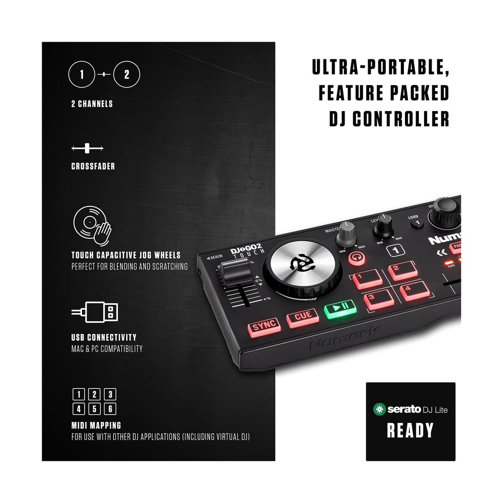 DJ Controller & DMX Bundle - DJ Controller with 2 Decks, DMX Interface & Sera...