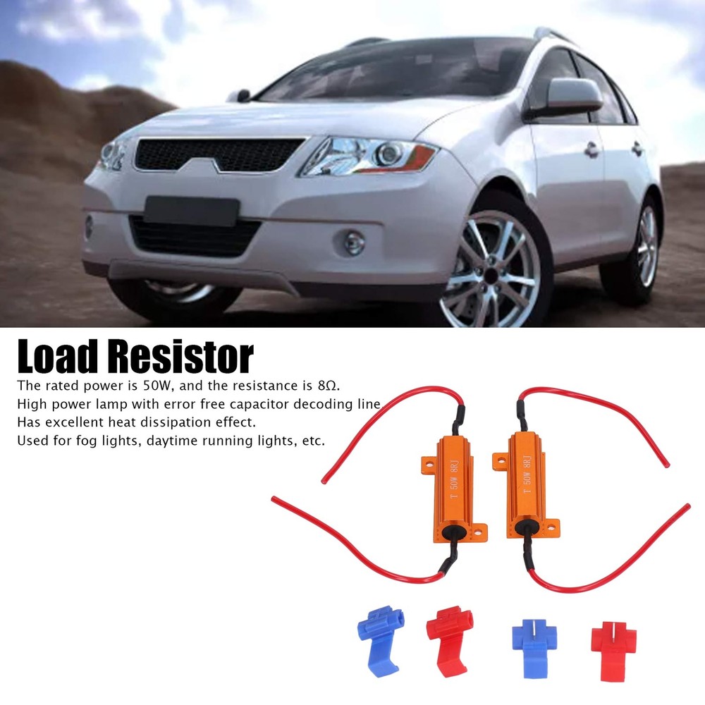 2 Sets Load Resistor 50W 8Ohm Error Accessory Kit For LED Light DRL